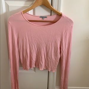 Long Sleeved Pink Crop Top